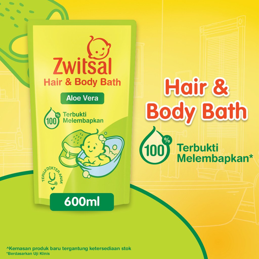 zwitsal hair body bath aloe 600ml